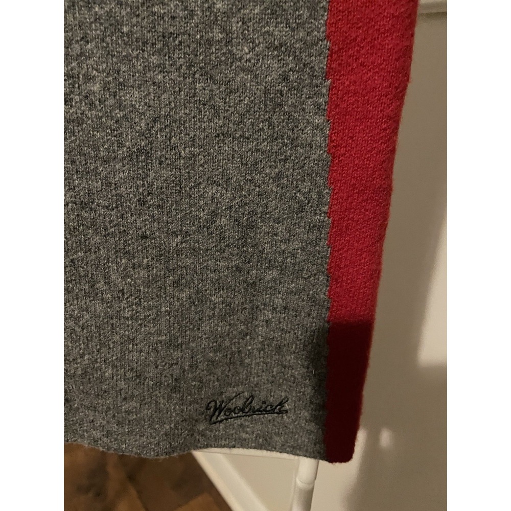 Woolrich Fair Isle Hooded Sweater Vest Womens MED Heather Gray Red Lambswool - Picture 5 of 9